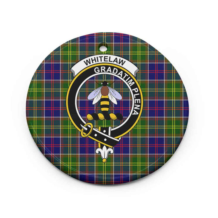 Scottish Whitelaw Clan Crest Tartan Ceramic Ornament Circle Shape Tartan Plaid
