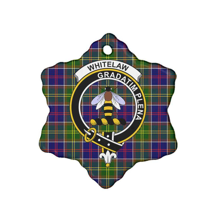 Scottish Whitelaw Clan Crest Tartan Ceramic Ornament Snow Flake Shape Tartan Plaid