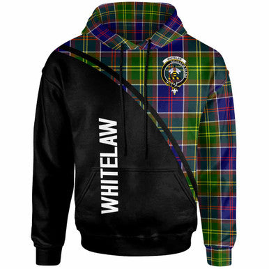 Scottish Whitelaw Clan Crest Tartan Curve Hoodie Front Side Tartan Plaid