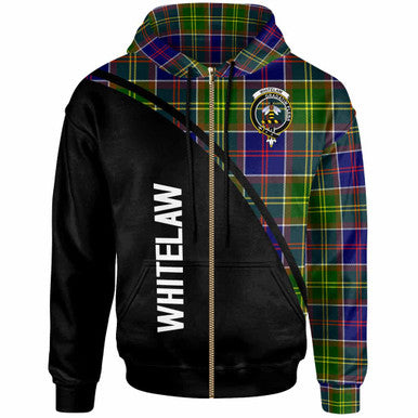 Scottish Whitelaw Clan Crest Tartan Curve Hoodie Zip-up Tartan Plaid