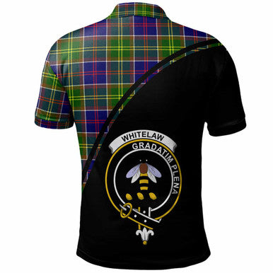 Scottish Whitelaw Clan Crest Tartan Curve Polo Shirt Back Side Tartan Plaid