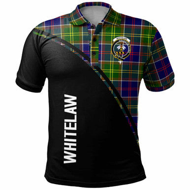 Scottish Whitelaw Clan Crest Tartan Curve Polo Shirt Front Side Tartan Plaid