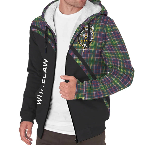 Scottish Whitelaw Clan Crest Tartan Curve Sherpa Hoodie