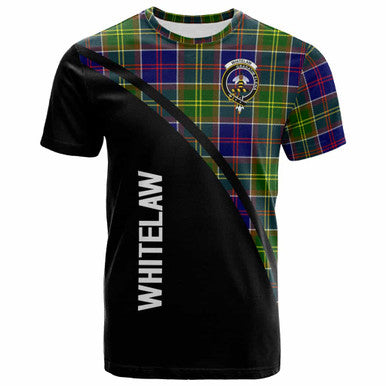 Scottish Whitelaw Clan Crest Tartan Curve T-Shirt Front Side Tartan Plaid