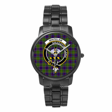 Scottish Whitelaw Clan Crest Tartan Folding Clasp Steel Quartz Watches Tartan Plaid Black 1