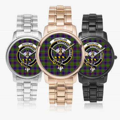 Scottish Whitelaw Clan Crest Tartan Folding Clasp Steel Quartz Watches Tartan Plaid All
