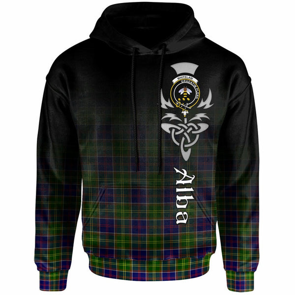 Scottish Whitelaw Clan Crest Tartan Hoodie - Alba Gu Brath Family Crest Celtic Inspired Front Side Tartan Plaid