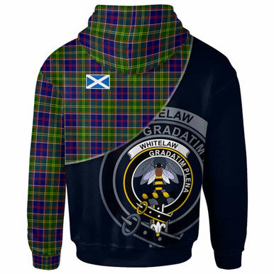 Scottish Whitelaw Clan Crest Tartan Hoodie - Bend Style Back Side Tartan Plaid