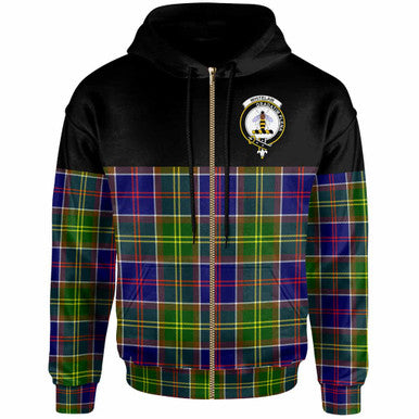 Scottish Whitelaw Clan Crest Tartan Hoodie - Horizontal Style Zip-up Tartan Plaid
