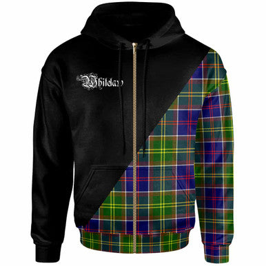 Scottish Whitelaw Clan Crest Tartan Hoodie - Military Logo Zip-up Tartan Plaid
