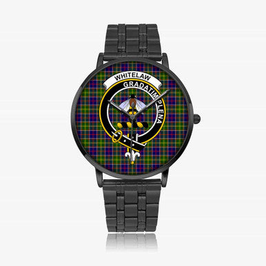 Scottish Whitelaw Clan Crest Tartan Instafamous Steel Quartz Watches Tartan Plaid Black 1