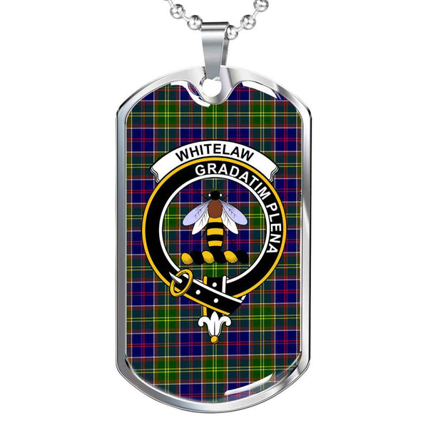 Scottish Whitelaw Clan Crest Tartan Military Dog Tag Necklace Tartan Plaid 1