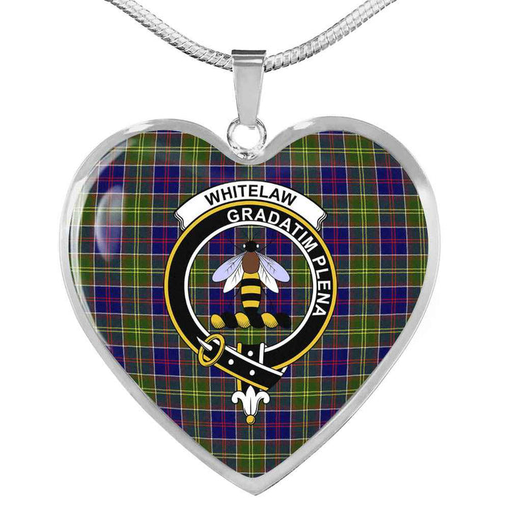 Scottish Whitelaw Clan Crest Tartan Necklace Heart Tartan Plaid 1