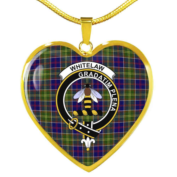 Scottish Whitelaw Clan Crest Tartan Necklace Heart Tartan Plaid 2