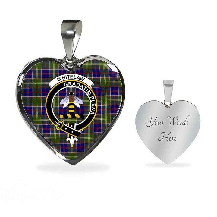 Scottish Whitelaw Clan Crest Tartan Necklace Heart Tartan Plaid 3