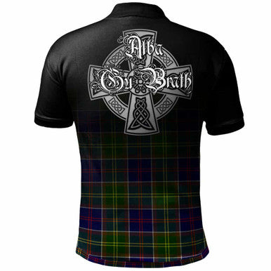 Scottish Whitelaw Clan Crest Tartan Polo Shirt - Alba Gu Brath Family Crest Celtic Inspired Back Side Tartan Plaid