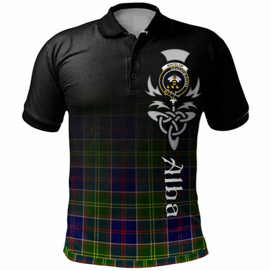 Scottish Whitelaw Clan Crest Tartan Polo Shirt - Alba Gu Brath Family Crest Celtic Inspired Front Side Tartan Plaid