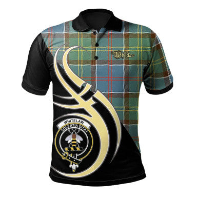 Scottish Whitelaw Clan Crest Tartan Polo Shirt Believe in Me Front Side Tartan Plaid