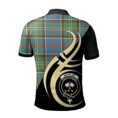 Scottish Whitelaw Clan Crest Tartan Polo Shirt Believe in Me Back Side Tartan Plaid