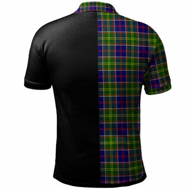 Scottish Whitelaw Clan Crest Tartan Polo Shirt - Half in Me Back Side Tartan Plaid
