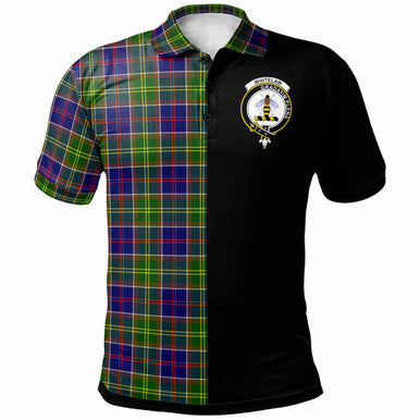 Scottish Whitelaw Clan Crest Tartan Polo Shirt - Half in Me Front Side Tartan Plaid