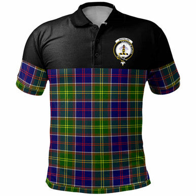 Scottish Whitelaw Clan Crest Tartan Polo Shirt - Horizontal Style Front Side Tartan Plaid