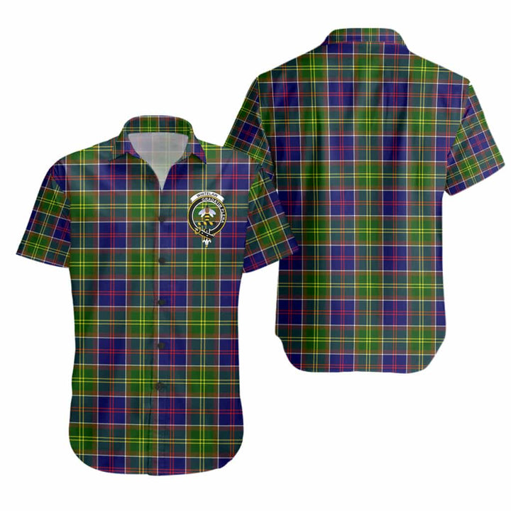 Scottish Whitelaw Clan Crest Tartan Short Sleeve Shirt Tartan Plaid