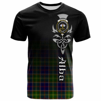 Scottish Whitelaw Clan Crest Tartan T-Shirt - Alba Gu Brath Family Crest Celtic Inspired Front Side Tartan Plaid