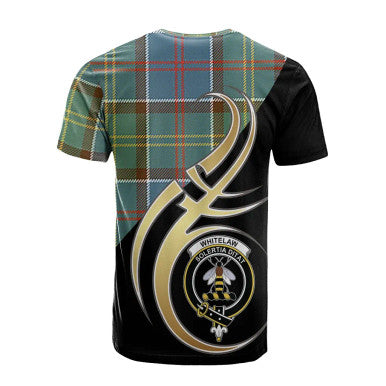 Scottish Whitelaw Clan Crest Tartan T-Shirt Believe in Me Back Side Tartan Plaid