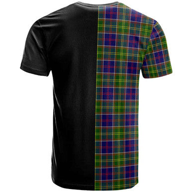 Scottish Whitelaw Clan Crest Tartan T-Shirt Half in Me Back Side Tartan Plaid