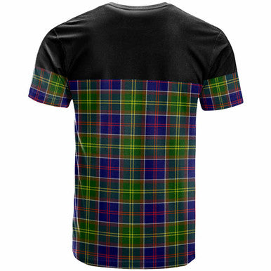 Scottish Whitelaw Clan Crest Tartan T-Shirt - Horizontal Style Back Side Tartan Plaid