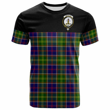 Scottish Whitelaw Clan Crest Tartan T-Shirt - Horizontal Style Front Side Tartan Plaid