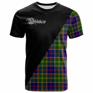 Scottish Whitelaw Clan Crest Tartan T-Shirt - Military Logo Front Side Tartan Plaid