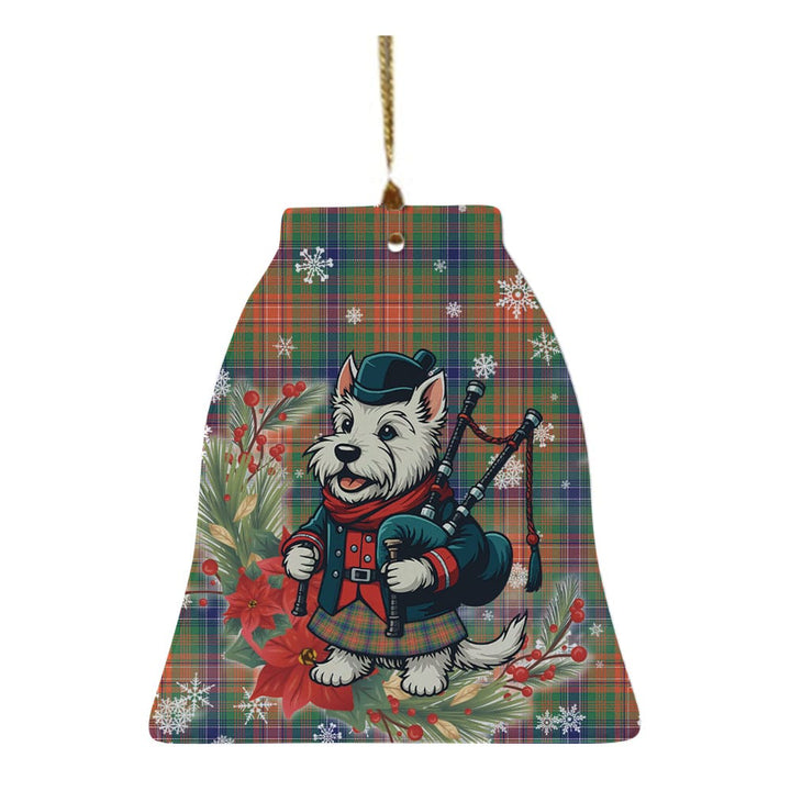 Scottish Wilson Ancient Clan Tartan Ceramic Ornament Cute Scottish Terrier Dog Bell Style Tartan Plaid