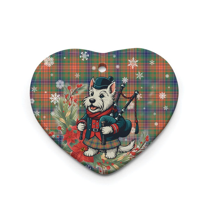 Scottish Wilson Ancient Clan Tartan Ceramic Ornament Cute Scottish Terrier Dog Heart Style Tartan Plaid