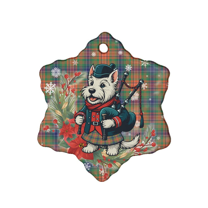 Scottish Wilson Ancient Clan Tartan Ceramic Ornament Cute Scottish Terrier Dog Snow Flake Style Tartan Plaid