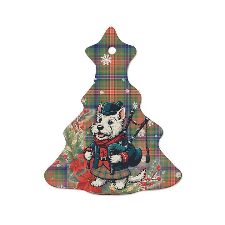 Scottish Wilson Ancient Clan Tartan Ceramic Ornament Cute Scottish Terrier Dog Tree Style Tartan Plaid