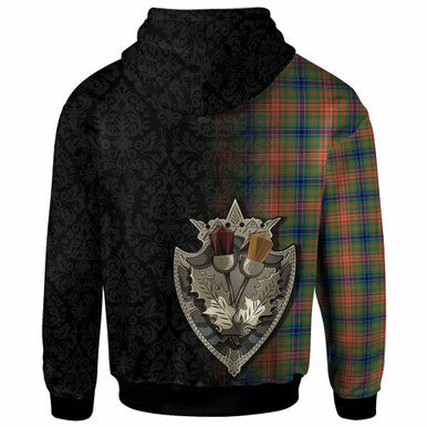 Scottish Wilson Ancient Clan Tartan Hoodie - Half Thistle Flowers Celtic Design Back Side Tartan Plaid
