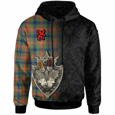 Scottish Wilson Ancient Clan Tartan Hoodie - Half Thistle Flowers Celtic Design Front Side Tartan Plaid