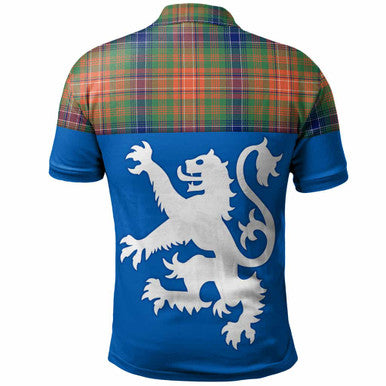 Scottish Wilson Ancient Clan Tartan Polo Shirt - Lion Rampant of Scotland With Flag Back Side Tartan Plaid