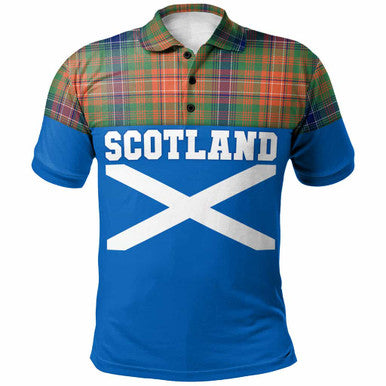 Scottish Wilson Ancient Clan Tartan Polo Shirt - Lion Rampant of Scotland With Flag Front Side Tartan Plaid