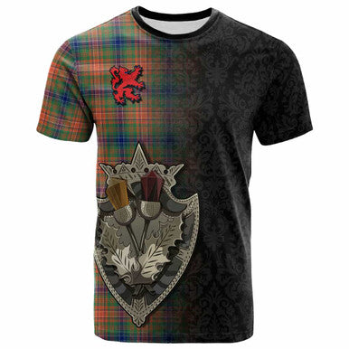 Scottish Wilson Ancient Clan Tartan T-Shirt - Half Thistle Flowers Celtic Design Front Side Tartan Plaid