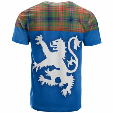 Scottish Wilson Ancient Clan Tartan T-Shirt - Lion Rampant of Scotland With Flag Back Side Tartan Plaid