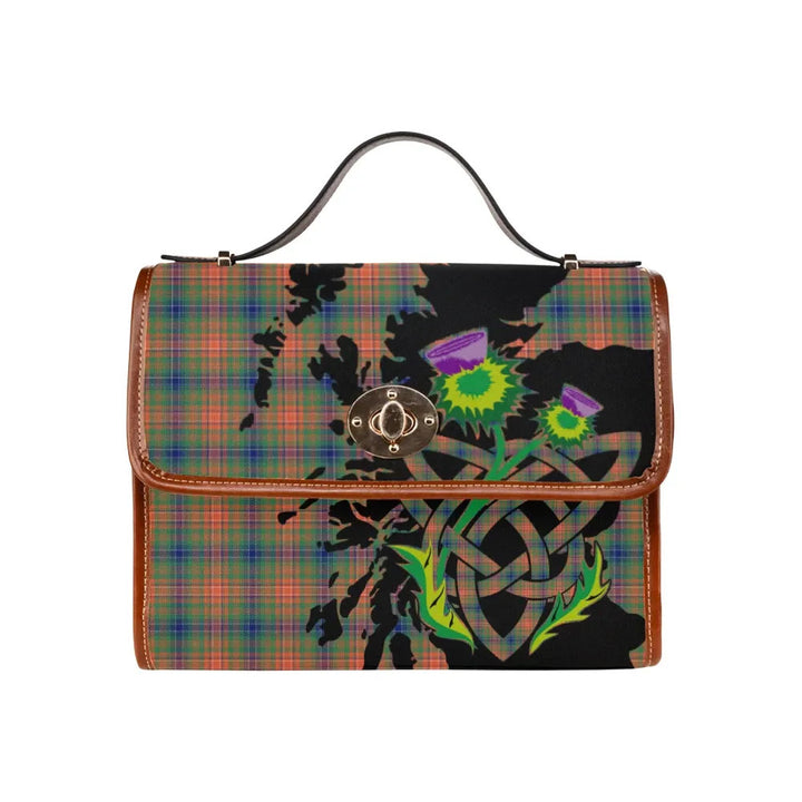 Scottish Wilson Ancient Clan Tartan Waterproof Canvas Bag With Thistle Tartan Plaid 1