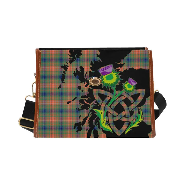Scottish Wilson Ancient Clan Tartan Waterproof Canvas Bag With Thistle Tartan Plaid 2