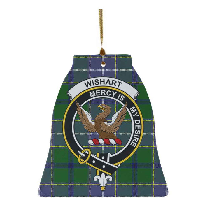 Scottish Wishart Clan Crest Tartan Ceramic Ornament Bell Shape Tartan Plaid