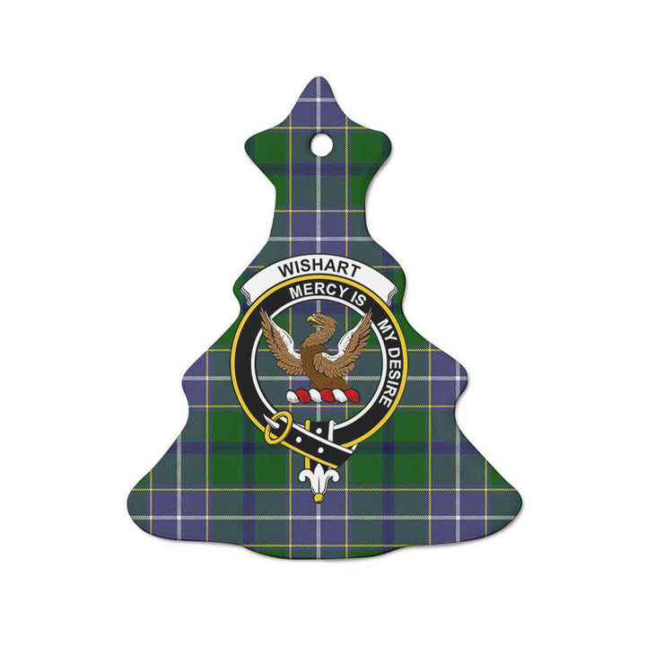 Scottish Wishart Clan Crest Tartan Ceramic Ornament Tree Shape Tartan Plaid