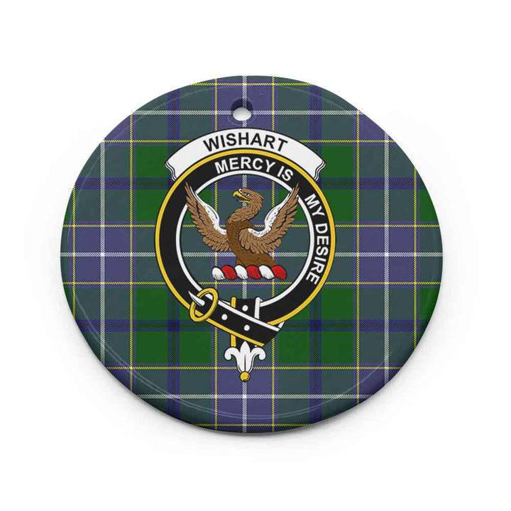Scottish Wishart Clan Crest Tartan Ceramic Ornament Circle Shape Tartan Plaid