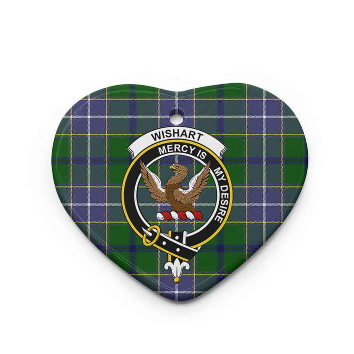 Scottish Wishart Clan Crest Tartan Ceramic Ornament Heart Shape Tartan Plaid