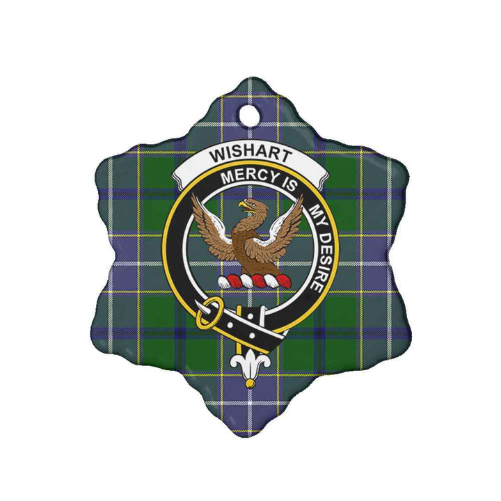 Scottish Wishart Clan Crest Tartan Ceramic Ornament Snow Flake Shape Tartan Plaid